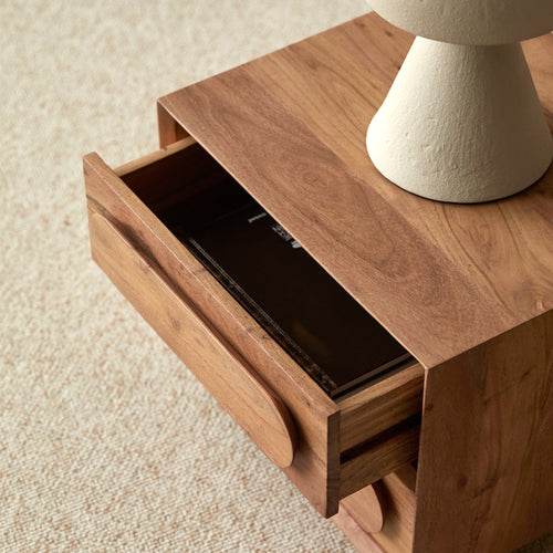 Tikamoon Nachtkastje van massief acacia met 2 laden - Naturel - vtwonen shop