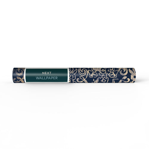 Next vliesbehang Majestic Damask blauw 10mx52cm