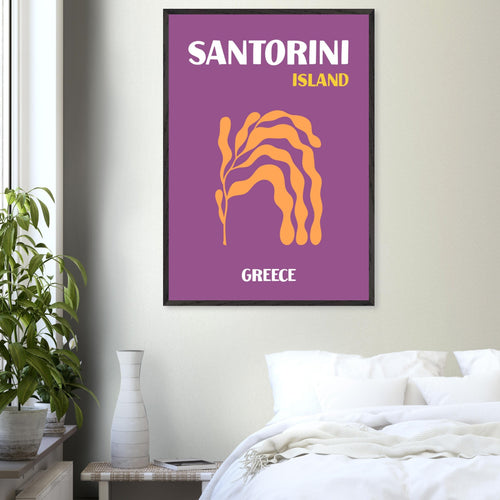 Artfulprints Poster met Lijst Griekenland - Santorini   - 70x100 cm - Paars