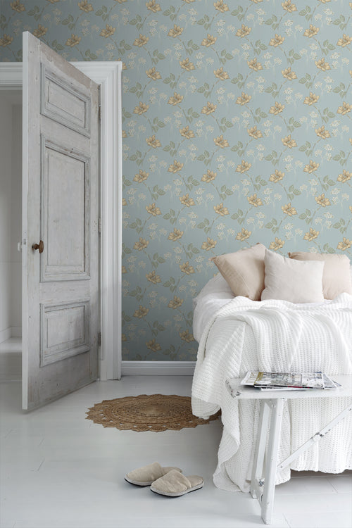 Borastapeter behang bloemen vergrijsd blauw - 53 cm x 10.05 m - 660834 - vtwonen shop