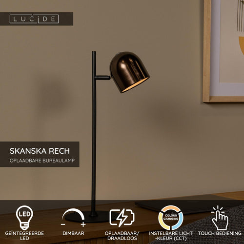 Lucide bureaulamp SKANSKA RECH - Geïntegreerde LED - Koffie