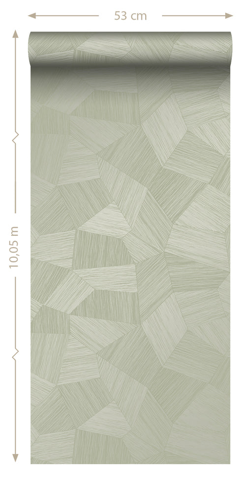 Origin Wallcoverings behang grafisch 3D motief licht vergrijsd groen - 0.53 x 10.05 m - 347984 - vtwonen shop