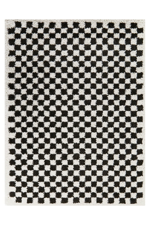 AFK Living vloerkleed Checkers - shaggy - zwart - 200 x 290 cm