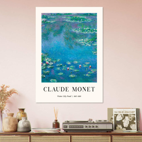 Artfulprints Poster met Lijst Claude Monet - Water lily pond   - 50x70 cm - Blauw