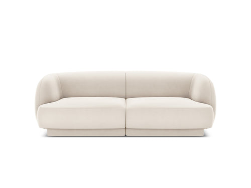 Micadoni Bank Miley 2-zits, flueel, lichtbeige - 90x180x70cm