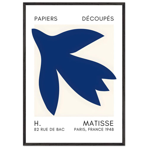 Artfulprints Poster met Lijst Matisse – Shapes in the air navy blue   - 70x100 cm - Blauw