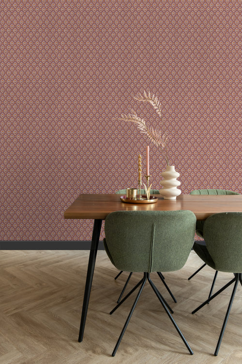 ESTAhome behang vintage bloemen paars en oranje - 50 x 900 cm - 131543 - vtwonen shop