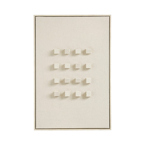 Mica Decorations Wanddecoratie - Wandpaneel Abstracte Kunst 60 x 40 x 3 cm - Woondecoratie voor Woonkamer of Slaapkamer - Off-white