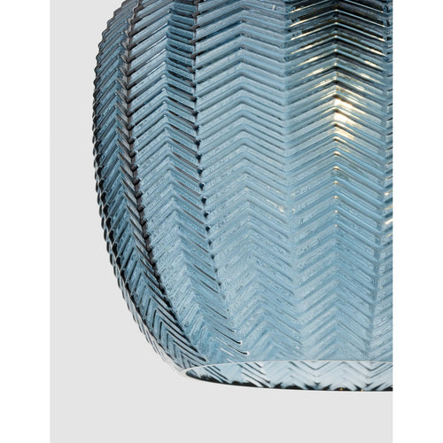 Merano Frisco Dome Hanglamp Plafondlamp Mat Zwart Metaal Donkerblauw Glas LED E27