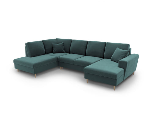 Cosmopolitan Design Links panoramische slaapbank met opbergdoos Kyoto 7-zits, flueel olie - 194x313x88cm