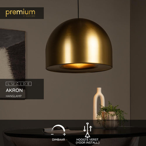 Lucide hanglamp AKRON - 1xE27 - Mat Goud / Messing - vtwonen shop