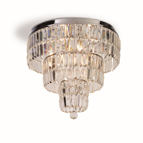 Empire 6-lichts plafondlamp, chroom en helder glas, IP44