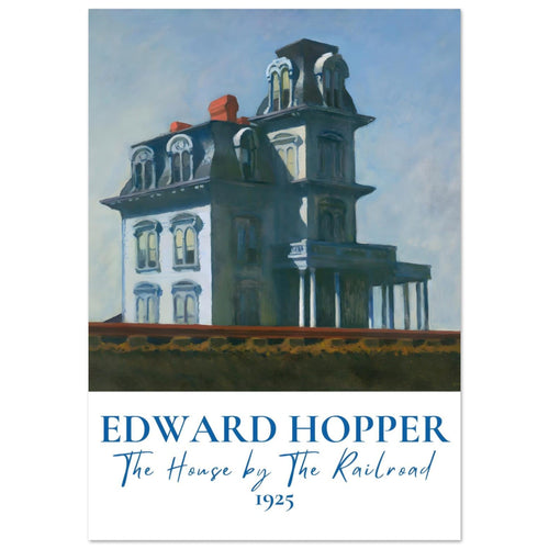Artfulprints Poster Edward Hopper - The house by the railroad   - 50x70 cm - Blauw