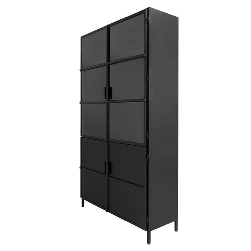 Giga Meubel Vitrinekast Tygo - Zwart Metaal - 120x40x210cm - vtwonen shop