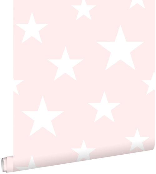 ESTAhome behang grote en kleine sterren licht roze en wit - 53 cm x 10.05 m - 138931