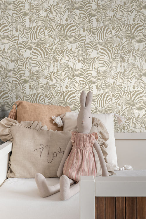 ESTAhome behang zebra's donker beige - 50 x 900 cm - 132211
