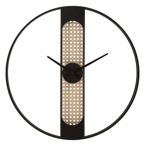 Ronde metalen wandklok zwart en beige Ø 60x5 cm