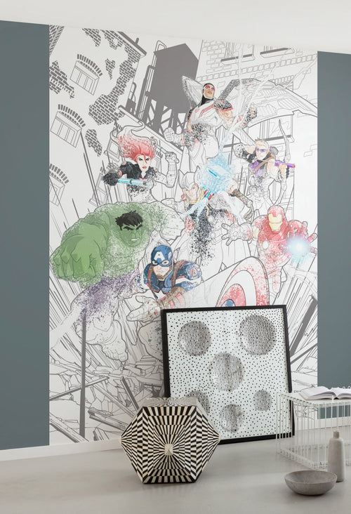 Sanders & Sanders fotobehang The Avengers multicolor op wit - 200 x 280 cm - 612087