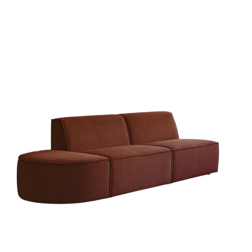 Tikamoon Modulaire mahoniebruine stoffen bank, 2-zits - Rood