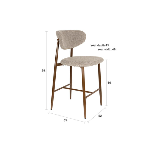 Housecraft Living Noor Barkrukken rugleuning 66 cm Taupe - Set van 2