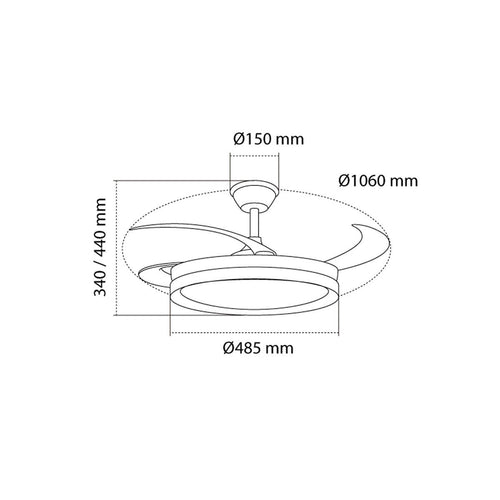 CristalRecord plafondventilator Brisa - 3 lichts - 106  x  44   cm - wit - vtwonen shop