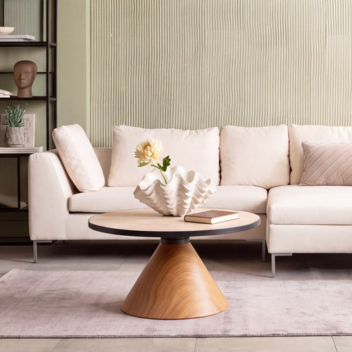 Kare Design Salontafel Cono Travertino Ø70cm eik