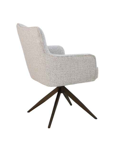 Giga Meubel Eetkamerstoel Bruce Beige - Draaibaar - Armleuning - Stof - Set van 2