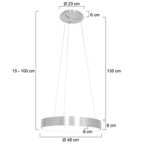 Steinhauer hanglamp Ringlede - 1 lichts - 48x 160 cm - zilver - vtwonen shop