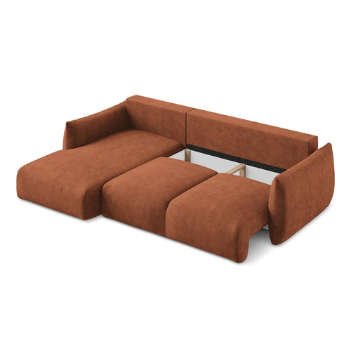 LaMiaSofa hoekbank links Savona - chenille stof - terracotta - 242x162x90