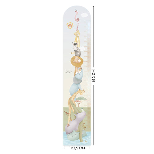 Little Dutch Groeimeter op vliesbehang Safari Friends