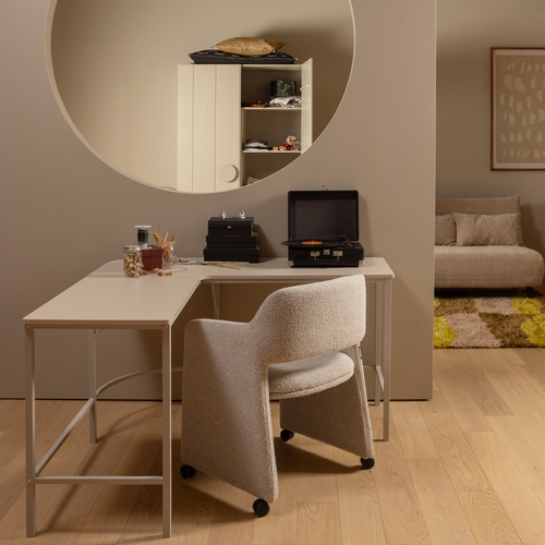 WOOOD hoekbureau Mike - Hout/Metaal - Dust - 75x185x185 - vtwonen shop