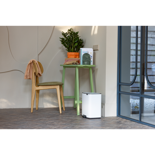 Brabantia Bo Pedaalemmer, 12 liter, stil sluitend, kunststof binnenemmer - White