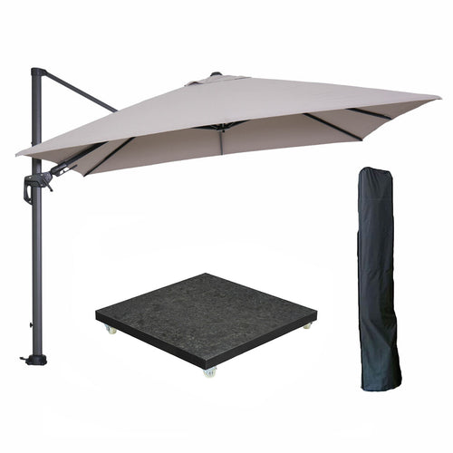 Garden Impressions zweefparasol Hawaii zand kleur doek 3x3 m incl 90 kg voet en hoes