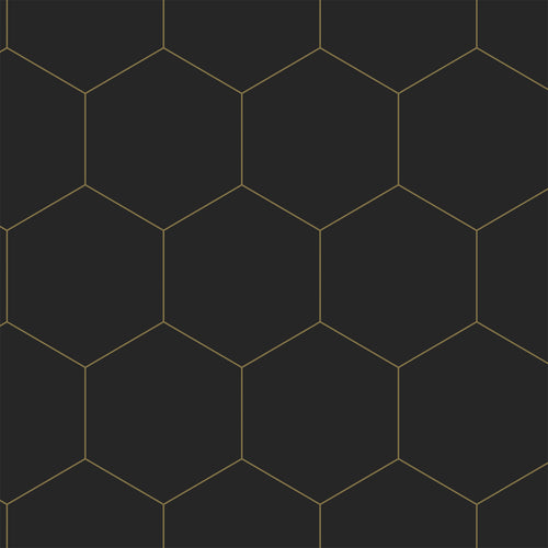 ESTAhome behang hexagon zwart en goud - 53 cm x 10.05 m - 139313