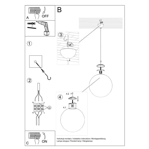 Sollux Lighting Hanglamp UGO 20 ultramarijn - 20x20x110cm
