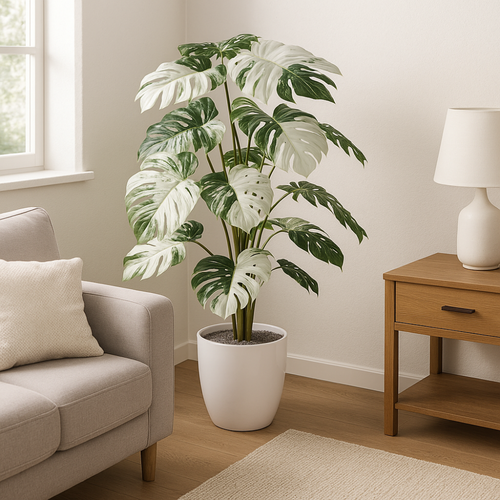 Flourify kunstplant - Monstera Variegata Halfmoon - 115 cm - vtwonen shop
