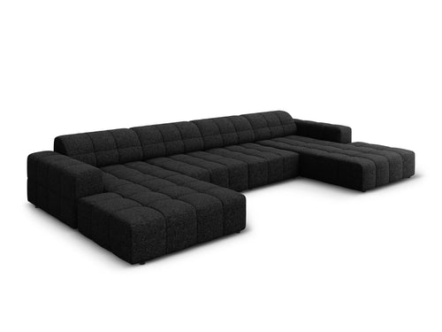 Cosmopolitan Design Panoramische bank Chicago 6-zits, chenille zwart - 167x375x78cm