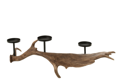 J-Line kaarshouder Antlers - polyresin - bruin - large - vtwonen shop