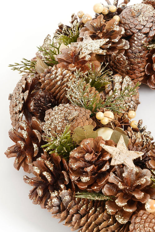Mica Decorations Brant Kerstkrans met Dennenappels - H9 x Ø45 cm - Bruin - vtwonen shop