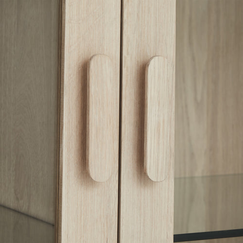 Furnhouse vitrinekast Porto - Witte olie - MDF, Eikenfineer, Glas - 40x110x187