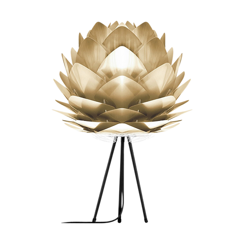 Umage Silvia Medium tafellamp brushed brass - met tripod zwart - Ø 50 cm - vtwonen shop