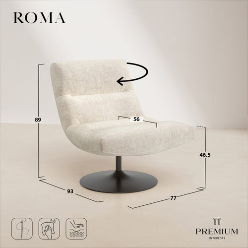 Premium Interiors - Draaistoel ROMA - velours met structuur mosterd 77cm