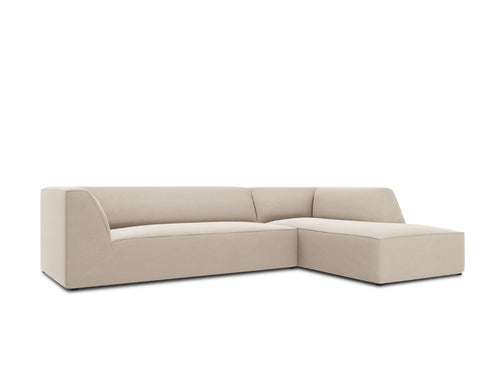 Micadoni rechter hoekbank Ruby 4-zits, flueel, beige - 180x273x69cm