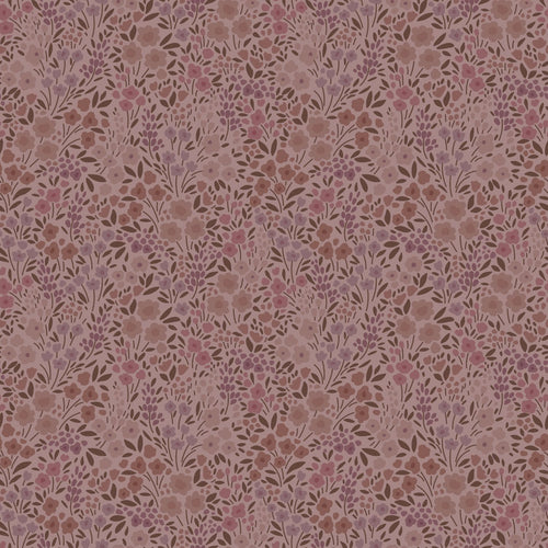 ESTAhome behang bloemetjes oudroze en aubergine paars - 53 cm x 10.05 m - 131129 - vtwonen shop