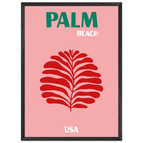 Artfulprints Poster met Lijst USA - Palm Beach   - 50x70 cm - Roze
