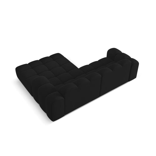Cosmopolitan Design - Rechter hoekbank Treno 3-zits, flueel zwart - 184x240x70cm