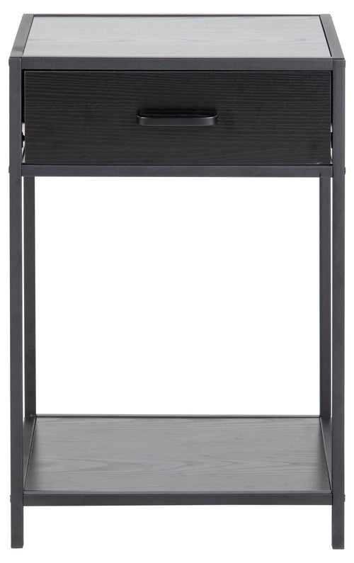 BRAM Nachtkastje Leyda - 42 x 35 cm - Zwart Met Zwarte Poten