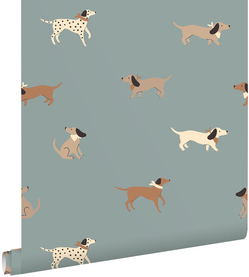 ESTAhome behang honden blauw en bruin - 50 x 900 cm - 131381 - vtwonen shop