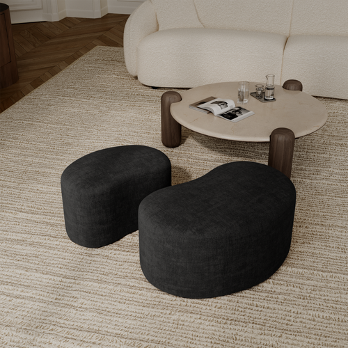 Sia Home - Poef DUNE -  Fluweel - Zwart - 80.0 CENTIMETERScm