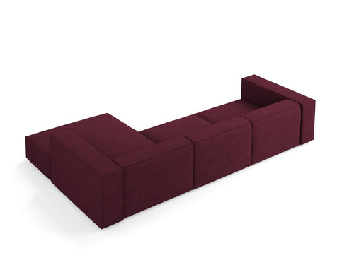 Cosmopolitan Design rechter hoekbank Arendal 4-zits, chenille met ribbeleffect, robijn - 166x284x70cm